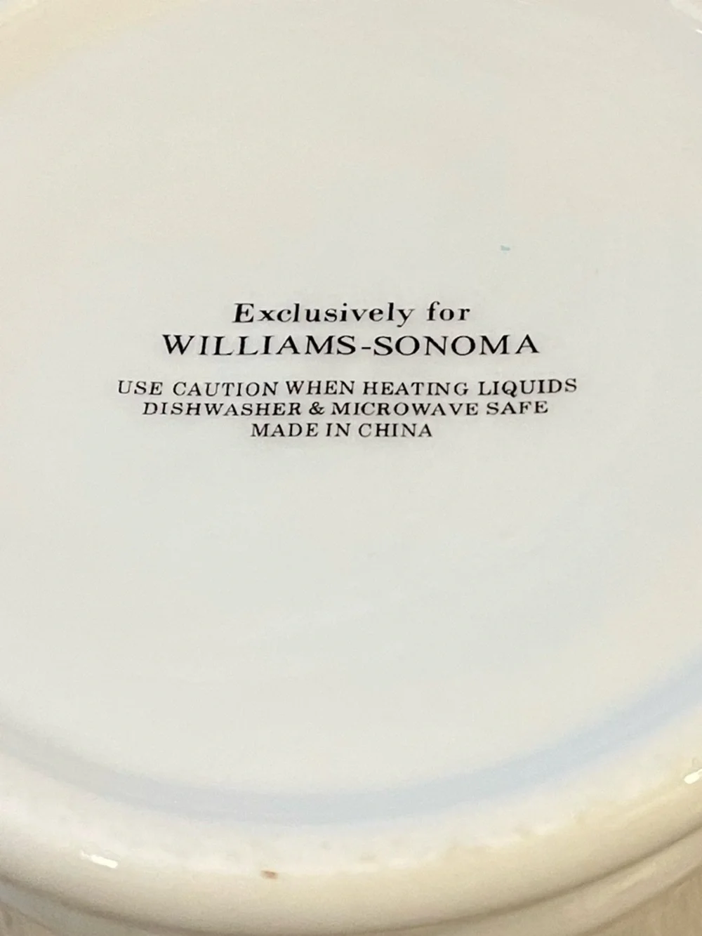 Williams Sonoma White Ceramic Mug with Black 'C' Monogram